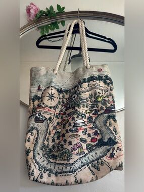 New Orleans Map Canvas Tote Bag with Rope Handles